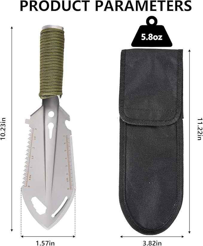 Backpacking Trowel,9 in 1 Multi-Function Camping Shovel with Flint Fire Starter,Trowel Backpacking,Camping Trowel,Ultralight Backpacking Shovel,Hiking Trowel Suitable for Outdoor/Camping