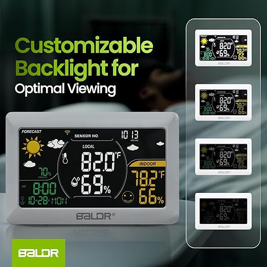 BALDR WiFi Weather Station with App, Wireless Indoor Outdoor Thermometer with Humidity Monitor, Online Real-time Forecast, Smart Home Weather Stations, One Temperature Sensor Included, White