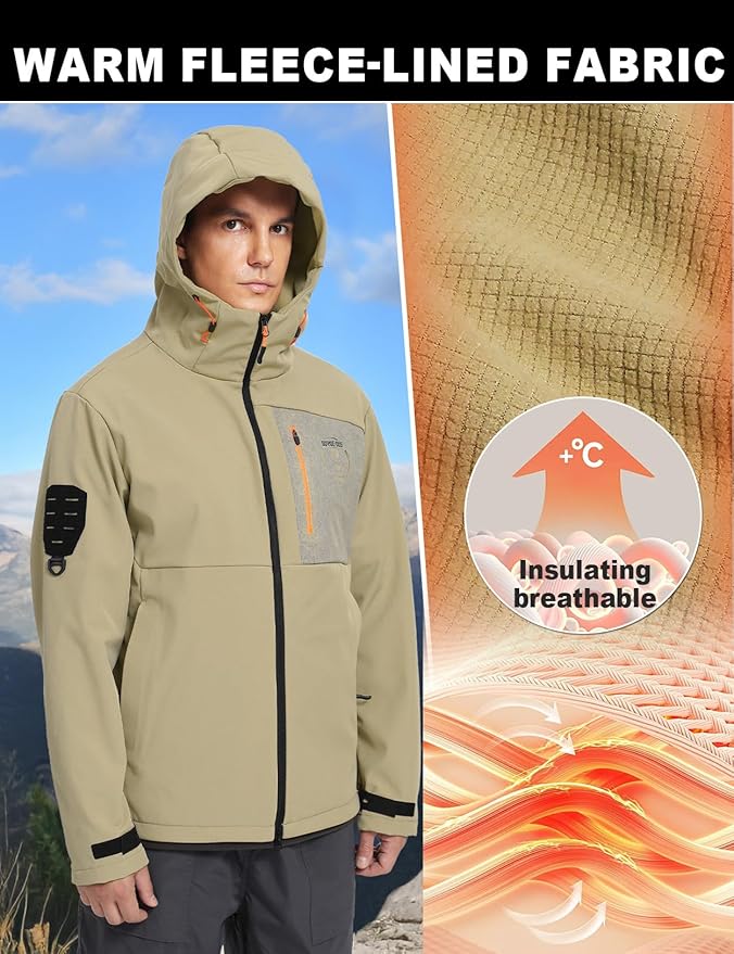 GEMYSE Men's Lightweight Rain Jacket Waterproof Raincoat Hooded Softshell Windbreaker for Outdoor Hiking Travel