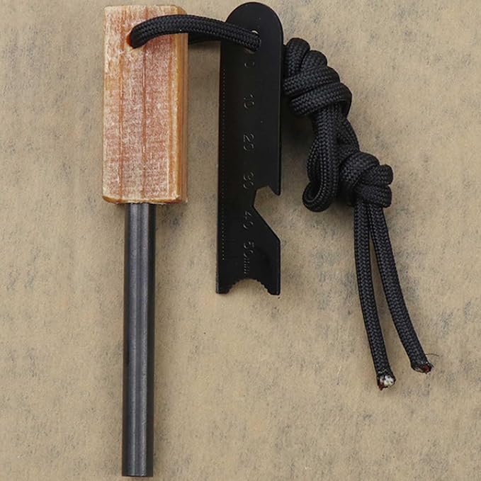 Fire Starter (2 Packs), All-Weather Magnesium Ferro Rod for Camping and Hiking, Emergency Survival Kits with Waxed Fire Tinder Paracord (28inch)&Beech/Pine Handle&&6-in-1 Multi-Tool