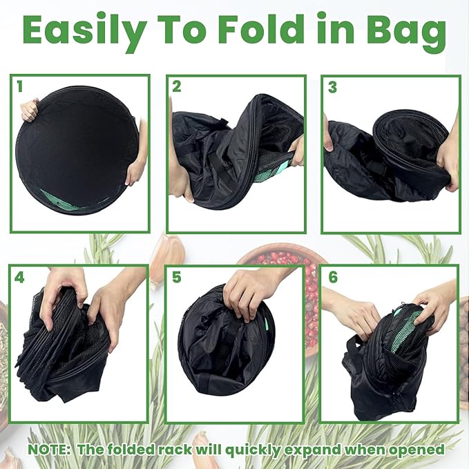 4 Layer 24" Herb Drying Rack Hanging with Garden Pruning Shears, Large Zipper, Hook & Notepad, Foldable Drying Rack for Herbs, Spices & Seasonings, Hanging Herb Dryer Indoor Outdoor