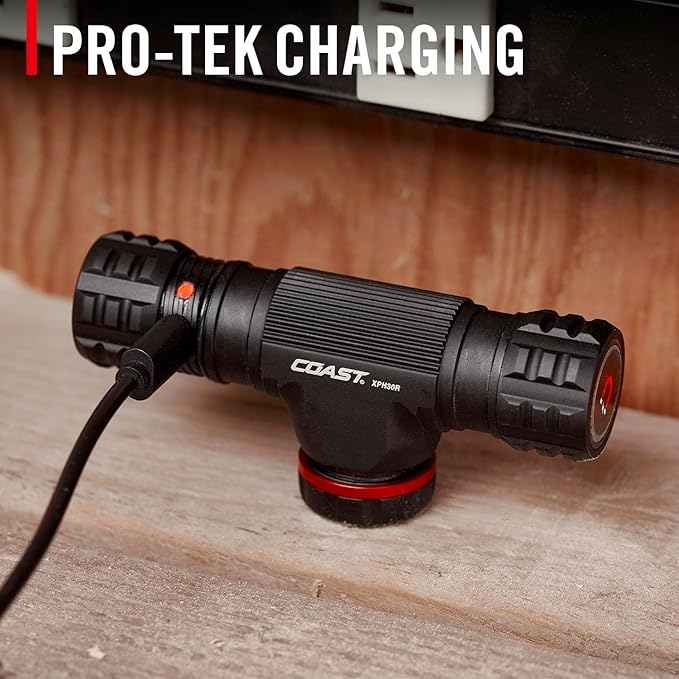 Coast XPH30R 1200 Lumen USB-C Rechargeable Dual Power Headlamp with Twist Focus Beam and Magnetic Base, Black