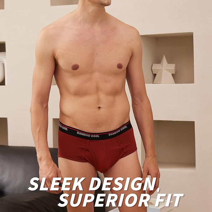 BAMBOO COOL Mens Breathable Soft Underwear Open-fly Classic Briefs, Tag-free