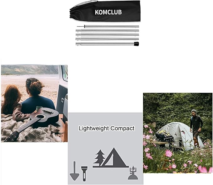 KOMCLUB Telescoping Tent Poles Adjustable Tarp Poles Camping Stainless Steel Lightweight Tent Poles for Trap Sun Sails Canopy Awning Shelter Backpacking Hiking 78 in Set of 2