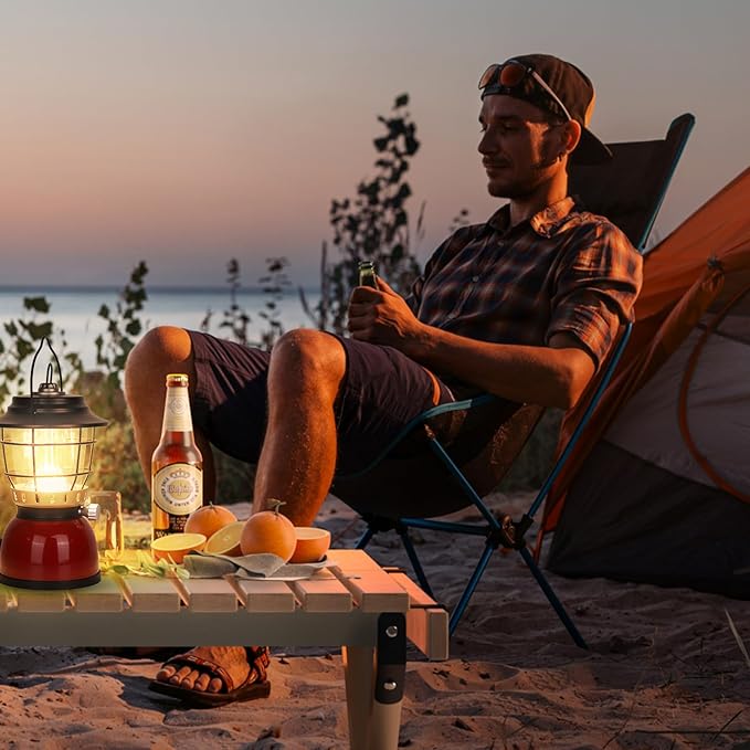 LED Camping Lantern Rechargeable Stepless Dimming Vintage Rechargeable Vintage Lantern, 4000mAh Power Bank, IPX5 Waterproof Portable Hanging Lamp for Camping Hiking Emergency and Power Outage