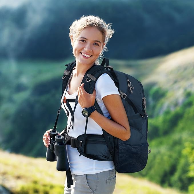Maelstrom Hiking Backpack, 40L Waterproof Camping Daypack for Men and Women, Lightweight Travel Pack with Rain Cover-Blue