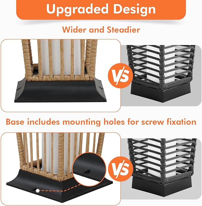 Grand patio Outdoor Floor Lamp Solar Powered Lantern Waterproof Wicker Boho Deck Lights for Garden Porch Decor, Large Taurus