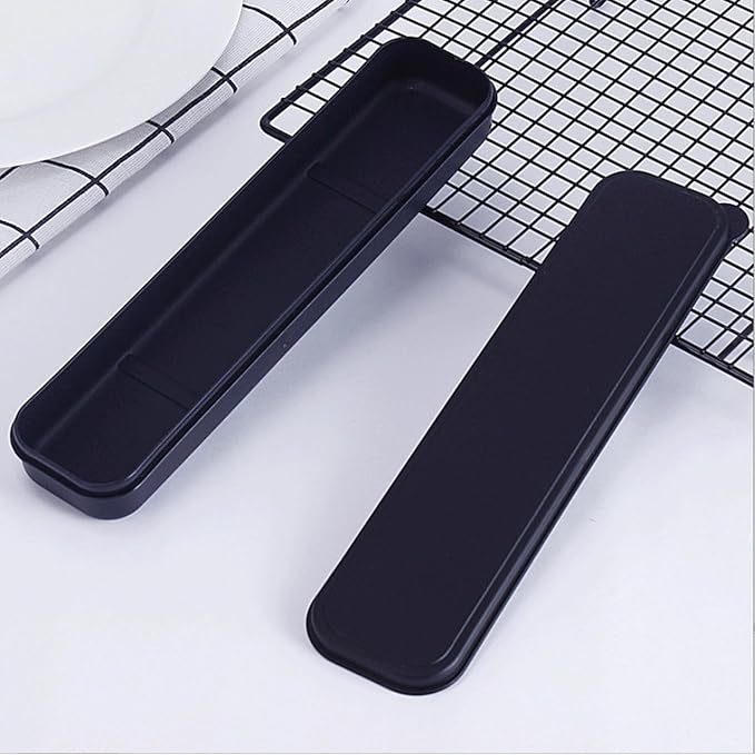 2Pcs Simple Utensil Holder with Lid, Portable Flatware Box Travel Tableware Storage Case, Simple Tableware Storage Box Case for Cutlery Kit (White、Black)