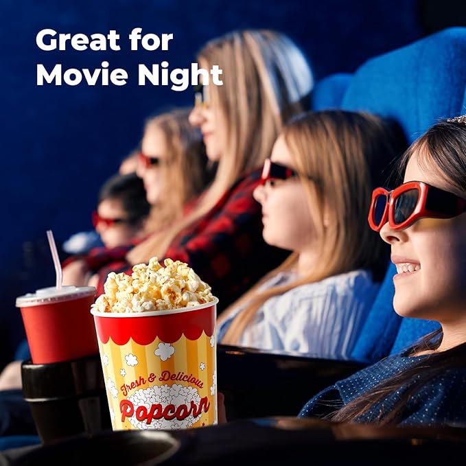 Fit Meal Prep 360 Pack Classic Paper Popcorn Buckets Disposable, 64 Oz Grease Resistant Popcorn Bowls Cups for Machine Home Theater Carnival Movie Night