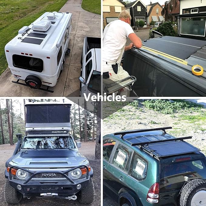 50W Full Black Flexible Solar Panel, 34x14in, Waterproof Lightweight with Highest Efficiency PERC Mono Solar Cells for RV,Van,Tent