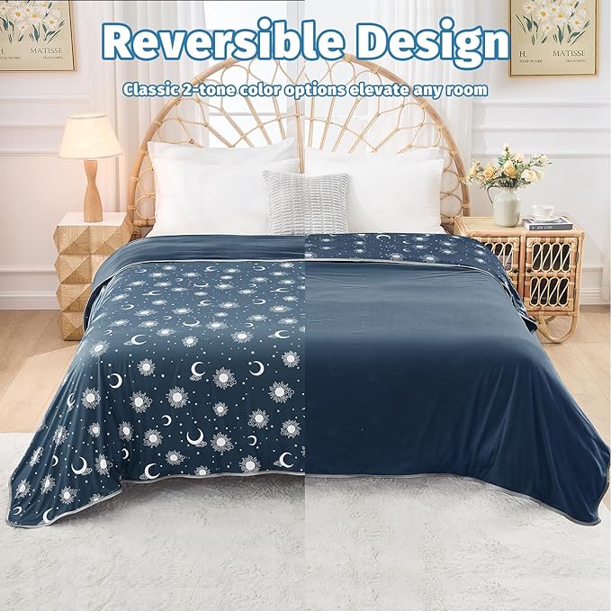 inhand Cooling Blanket Queen Size (90"x90") - Cooled Blankets for Hot Sleepers Lightweight Breathable Summer Blanket for Sleeping Night Sweats to Keep Cool in The Heat -Navy
