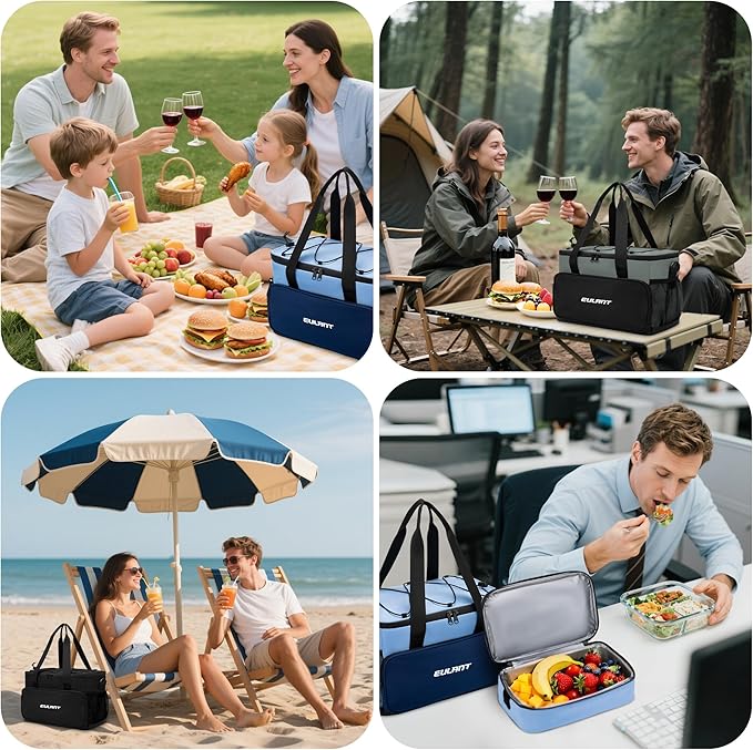 EULANT Large Waterproof Cooler Bag with Removable Lunch Bag,27 Can Collapsible Insulated Ice Chest Leak-Proof Cooler Bag for Men & Women Work Outdoor Beach Trips