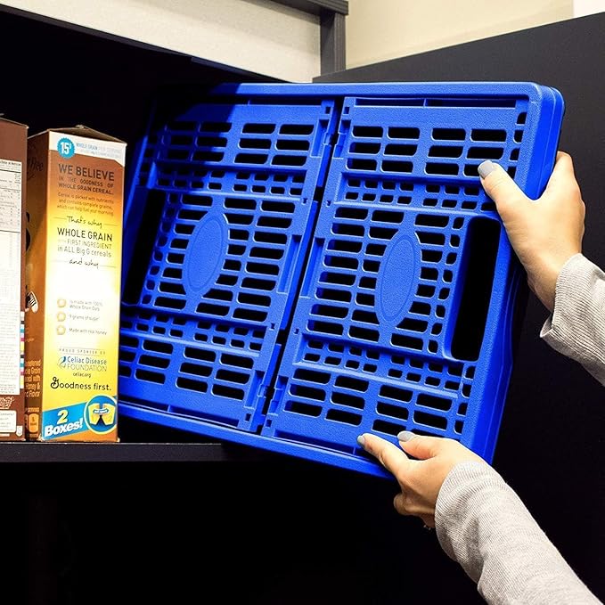 CleverMade Collapsible Utility Crates-Obsidian 1pck 45L / 11 Gal holds 66 lbs - Stackable Containers Heavy Duty Capacity Crates - Space-Saving Baskets