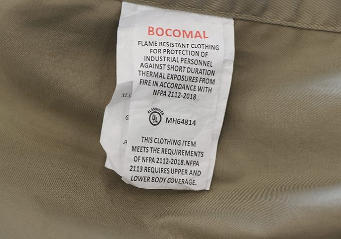 BOCOMAL FR Shirts Flame Resistant 100% C NFPA2112 7.5oz Men's Fire Retardant Welding Shirt
