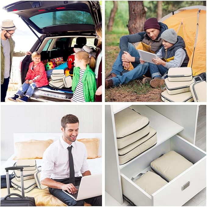 Gonex Compression Packing Cubes, 3pcs/4pcs Expandable Storage Travel Luggage Bags Organizers