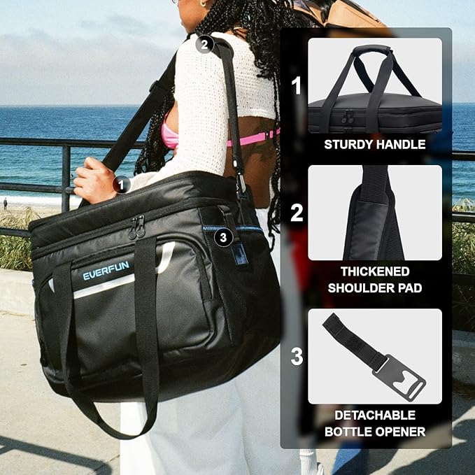 EVERFUN Small Cooler Lunch Box Mini Leak-Proof Soft Double Deck 24 Can Personal Insulated Collapsible Portable Waterproof Lunch Bag Ice Chest for Men Women Work Travel Car Picnic Beach