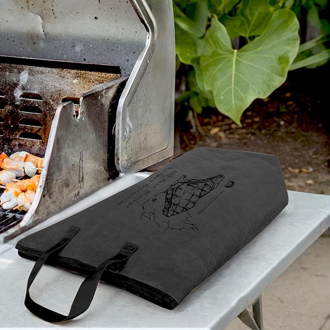 BBQ Blanket for Resting Meat, 5-Layer Insulated Meat Resting Bag for Moisture Retention and Perfect BBQ, Wide Mouth with Handle Design for Briskets, Pork Shoulders, Steaks (Black, 21 Inch)