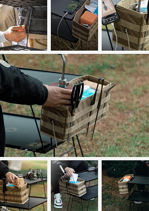 camping moon Side Storage Bag Outdoor Storage Box for Field Rack Black BG-1235BK (Coyote)