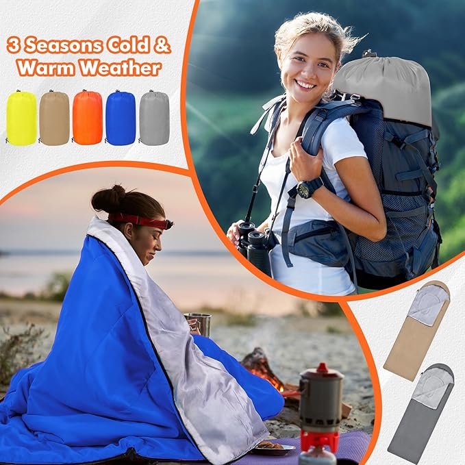 10 Pcs 0 Degree Camping Sleeping Bags Bulk for Adults Cold Weather Sleeping Bags 4 Season Warm Waterproof Lightweight with Compression Sack for Backpacking Hiking Travel Homeless