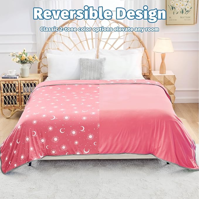 inhand Cooling Blanket Queen Size (90"x90") - Cooled Blankets for Hot Sleepers Lightweight Breathable Summer Blanket for Sleeping Night Sweats to Keep Cool in The Heat -Peach Pink