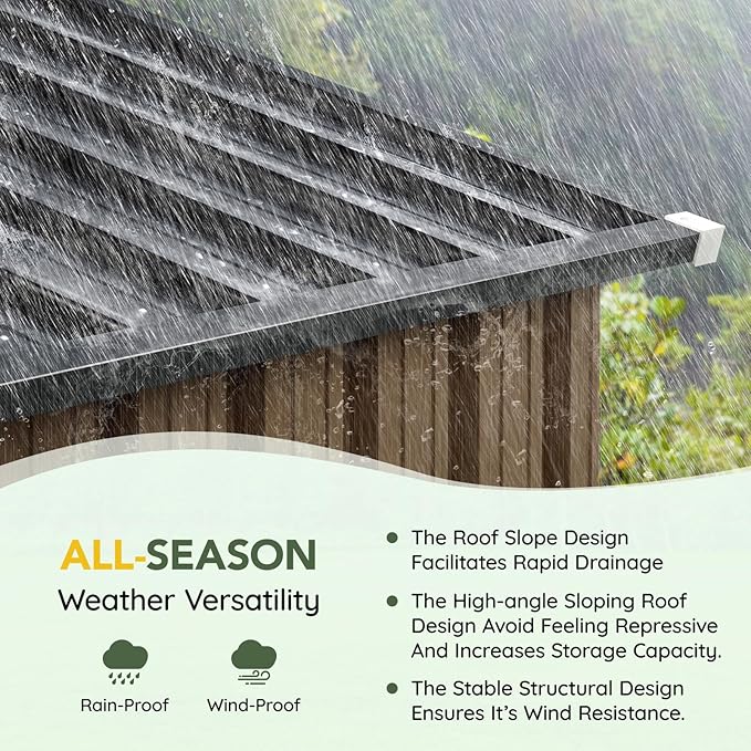 Breezz 8x6FT Outdoor Steel Storage Shed with Clear Window, Lockable Doors, Weather-Resistant Metal Tool Shed for Garden, Backyard, Patio, and Utility Storage.Brown