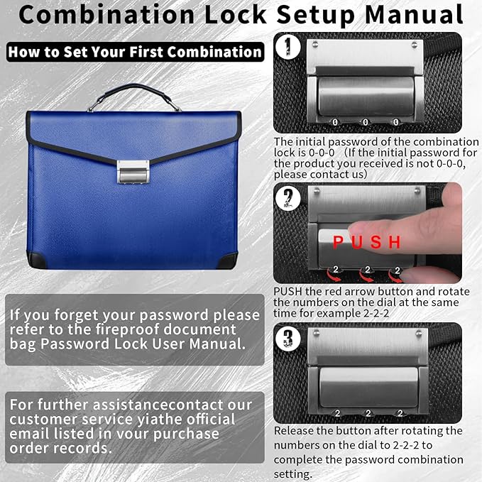 Fireproof Document Bag 14.5"X11"X2.5" Fireproof Money Bag for Cash with Lock and Zipper,Fire&Waterproof Storage Organizer Pouch for Valuables,Legal Document,Laptop,Passport, (Blue)