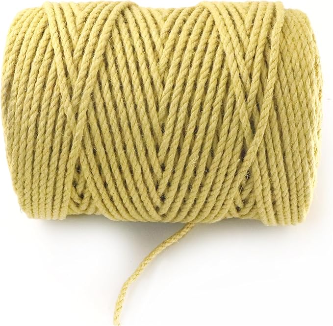 4mm x 400 Feet Yellow Jute Rope, Twine for Gardening Tomato Climbing Plant Tie Floristry Crafts Gift Wrapping Packing Decor