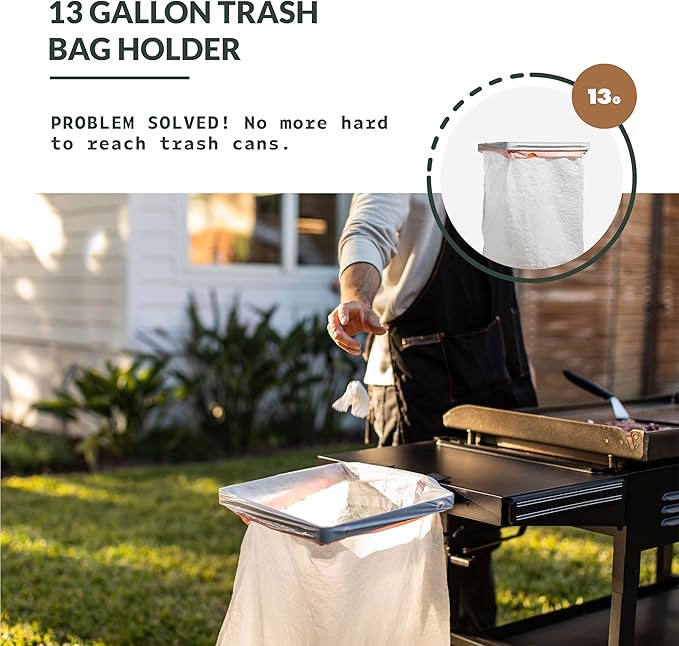 MOAT Grill & Griddle Caddy plus Grill & Griddle Large Trash Bag Holder, Magnetic Utensils Holder – Compatible Blackstone Griddle Caddy for Grilling. And for Weber Grill Accessories for Outdoor Grill