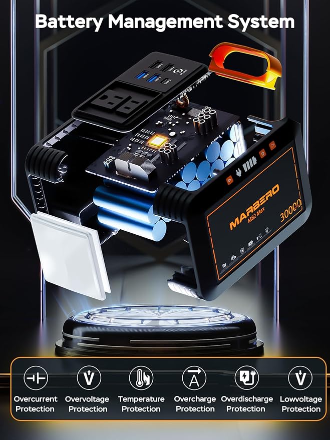 MARBERO 111Wh Solar Generator with Solar Panel Included Portable Power Station 120W with Foldable Panel 30W Set for Camping Outdoor Hiking Fishing Emergency