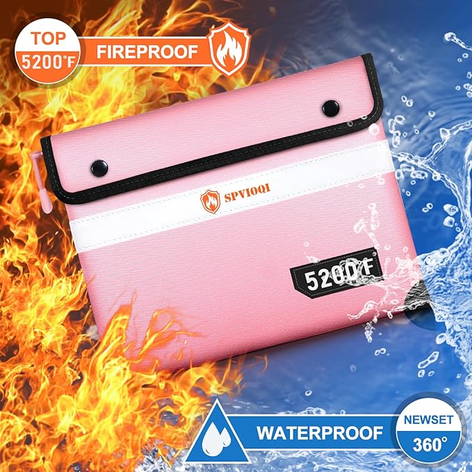5200°F Fireproof Document Bag -Heat Insulated, Upgraded Water Fire Proof Pouch with Zipper, 9 Layers of Functional Materials, 14.2 X 11” Fire Proof Money Bag for Cash, Important Document and Valuables