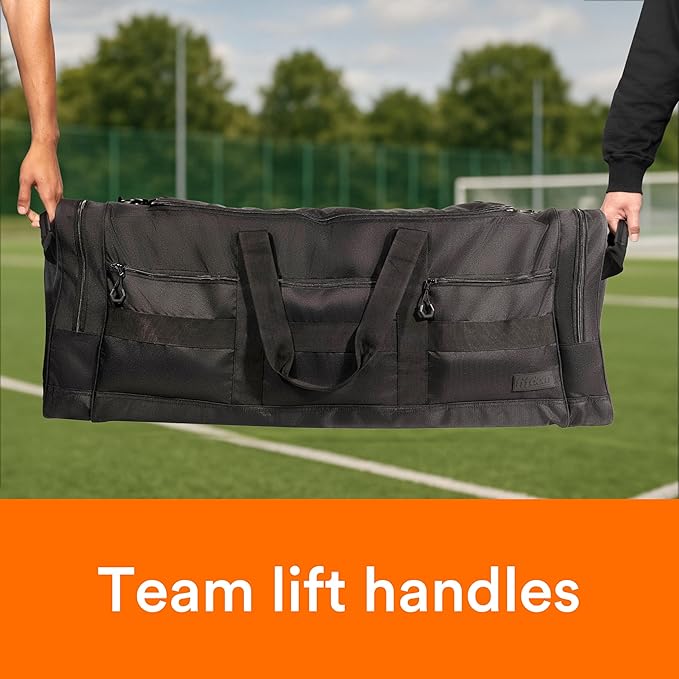 Fitdom 140L 38" Heavy Duty Extra Large Sports Equipment Duffle Bag with Upgrade Zipper, Durable & Water Resistant. Perfect for Travel Storage Football Hockey Baseball Basketball Team Coaches & More