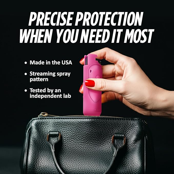 Guard Dog Security AccuFire 2 - Laser Sight Pepper Spray Self Defense - 20% Smaller - Instant Release - 16 Feet Safety Range - Maximum Strength - Finger Grips - Soft Touch Body