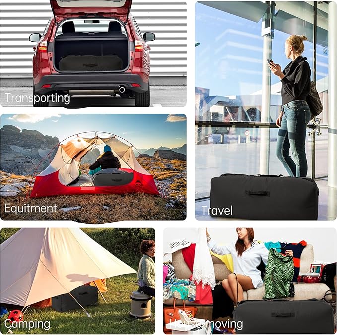 42 Inch Canvas Duffel Bag 150L Extra Large Luggage Duffle for Travel Sport and Camping - Black