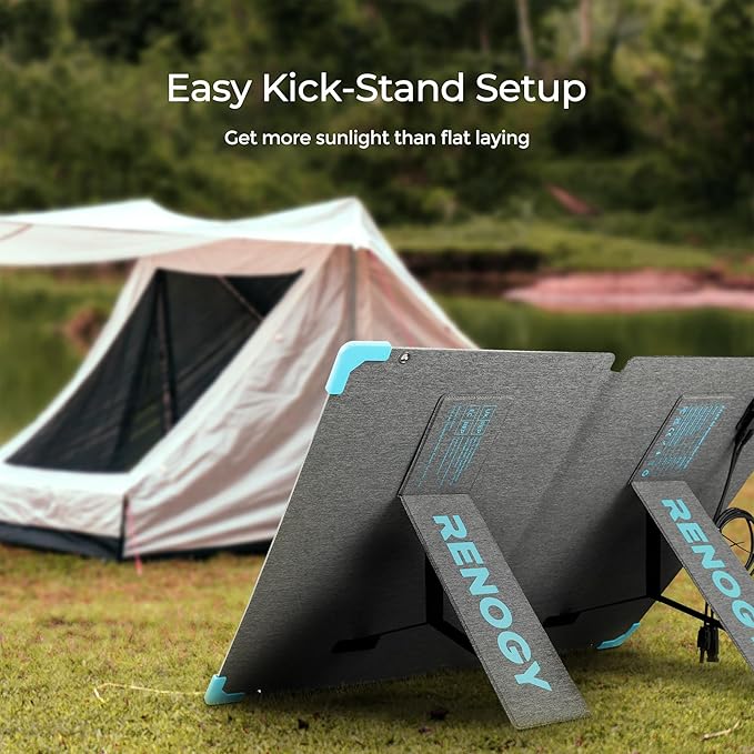 Renogy 80 watt Portable Solar Panel for Power Station, 12v Foldable Solar Panel for Camping RV of 23.5% Efficiency Mono Solar Module, with IP67 etfe Lamination, Adjustable Kickstand for Off Grid