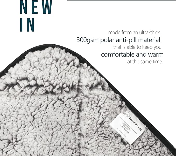 EverSnug Sherpa Waterproof Camping Blanket - Extra Thick and Warm, Large Sherpa Fleece Outdoor Blanket for Camping, Picnics, Beaches, Stadiums, Pets - Washable and Windproof for Cold Weather (Black)