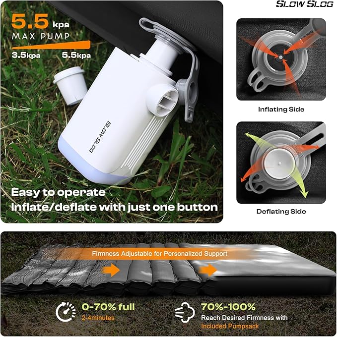 Self-Inflating Sleeping Pad with Portable Electric Air Pump, 4in Thick Memory Foam Camping Mattress for Tent Cot & Car Travel, Fast Inflate & Deflate Camping Pad