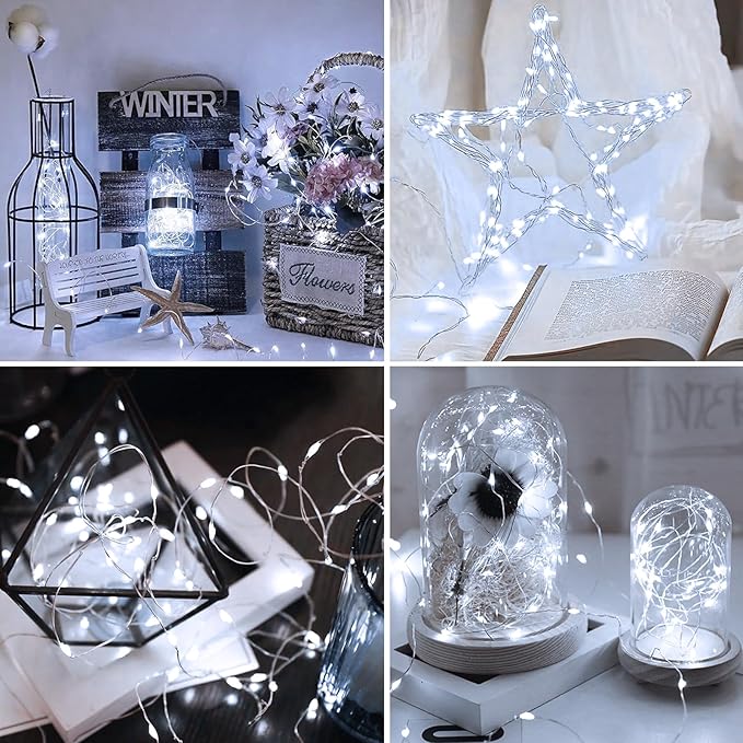 2Pack LED Fairy String Lights,16ft 50 LED with Remote and Timer, 8 Modes, USB Powered and Battery Powered String Lights for Bedroom Party Indoor Christmas Decoration