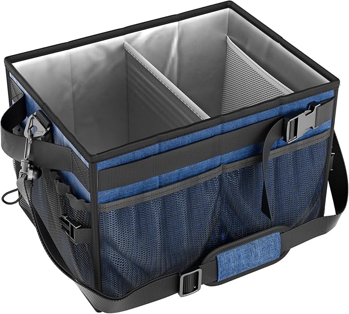 FANGSUN Large Grill and Picnic Caddy with Paper Towel Holder, BBQ Organizer for Utensil, Plate, Condiment, Collapsible & Easy Carry Griddle Caddy, Must Haves for Outdoor, Camper, Travel, Car, RV