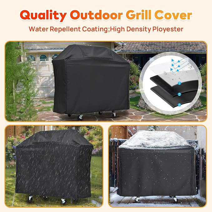 4-Burner Propane Gas BBQ Grill with Side Burner, Porcelain-Enameled Cast Iron Grates and Grills Cover, 51,000 BTU Stainless Steel Grill for Outdoor Camping Barbecue Grilling Backyard Cooking