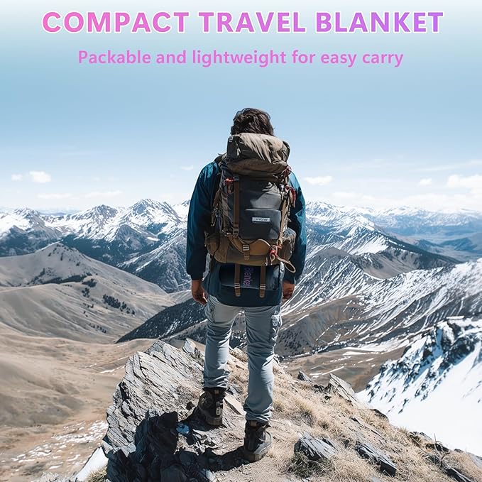 Camping Outdoor Blanket, Lightweight Packable Down Alternative Puffy Camping Picnic Blankets Warm Waterproof Hammock Top Quilt for Sleeping Travel Stadium Hiking Indoor Cold Weather 55"x78.8"