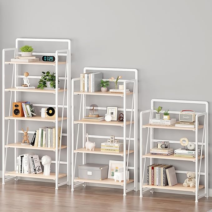 BHG No Assembly Folding Bookshelf for Living Room,Collapsible Book Shelf for Home Office, Portable Bookcase Storage Organizer Rack Shelves