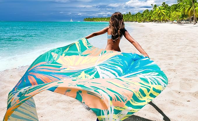 Beach Blanket Waterproof Sandproof Beach Mat 79" X 83"/10'x9'for 2-8 Adults Quick Drying Outdoor Picnic Mat Beach Accessories for Travel, Camping, Hiking