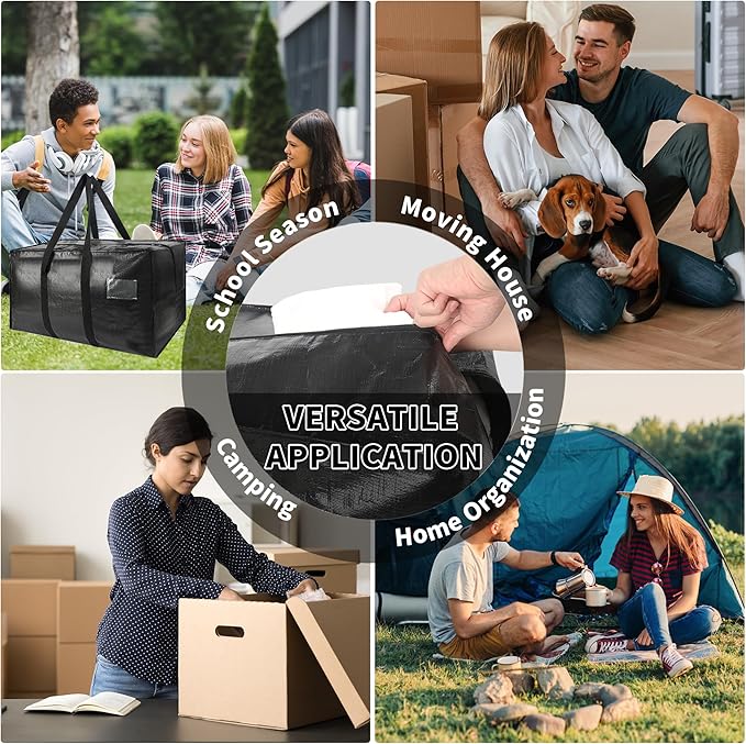 Heavy Duty Extra Large Moving Bags,176 Gallon Jumbo Packing Bags,Huge Moving Storage Bags with Strong Zippers & Carrying Handles,Reusable Big Moving Storage Bags for College Dorm Travel 1Pack