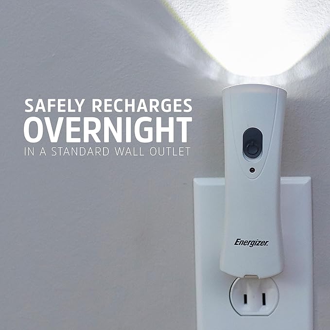 Energizer LED Rechargeable Plug-in Flashlights, Weatheready Emergency Flashlight for Hurricane Supplies and Survival Kits, Flash Light with Convenient Plug-in Design,White, 6 count (Pack of 1)