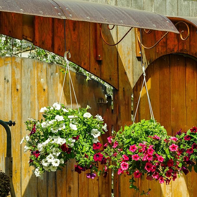 3 Pack 24 Inch Large S Hooks for Hanging Plants Black Metal Plant Hanger Long Tree Hooks Plant Hooks Outdoor Hanging Hooks for Tree Branch, Bird Feeder, Basket, Lantern, Indoor Closet, Garden