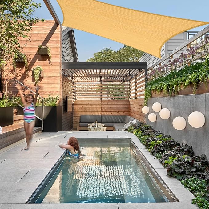 8' x 10' Yellow Outdoor Sun Shade Sail Canopy ??UV Resistant Permeable Awning Fabric for Patio, Garden, Backyard, Pergola, Carport, Lawn Shelter Cover