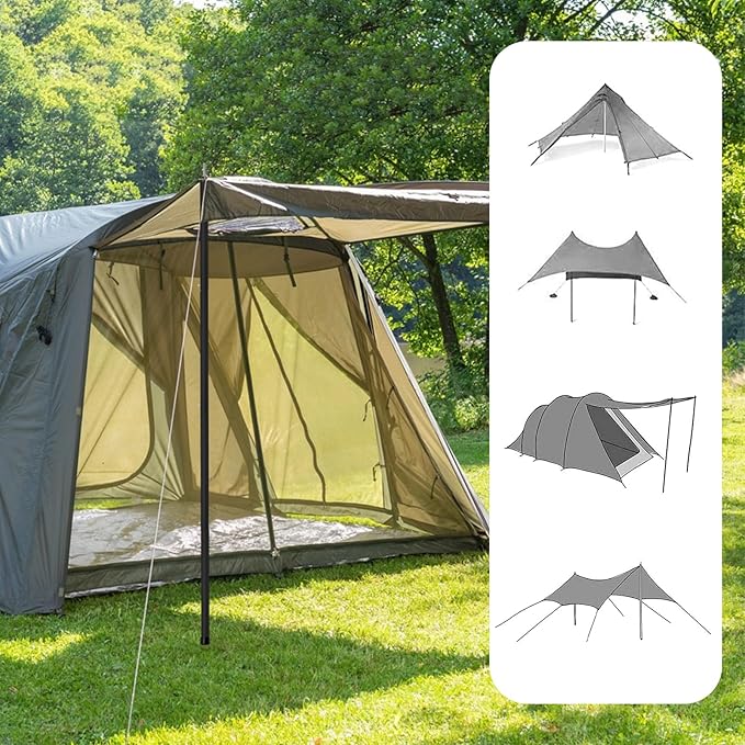SAN LIKE Aluminum Tent Poles for Tarp - 75in Collapsible Poles for Awnings, Canopy, Rain Fly, Shelter - 2 Sets (5 Sections)