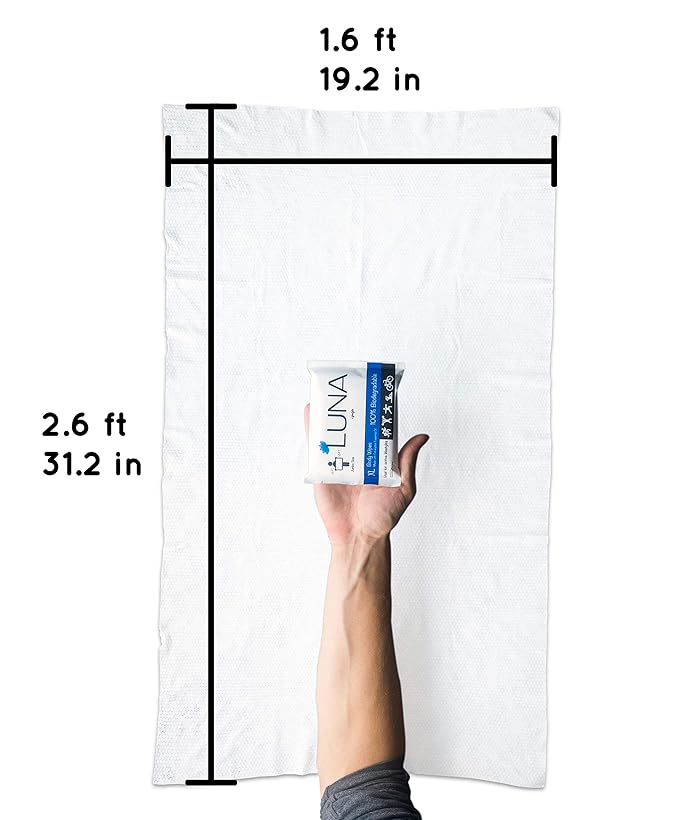 XL Wet Wipe Cleansing Body Wipes All Natural - 3 Pack Individual Pouches - Gentle & Unscented - No Rinse Bathing and Shower Wipe - Great for After Workout, Camping, Travel, Yoga, Gym