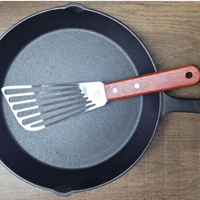 La Cuisine Fish Slotted Spatula Turner with Beveled Edged Stainless Steel, For Flipping Fish Egg Pancake Patties Fries. Blade 6.5", Size 11"