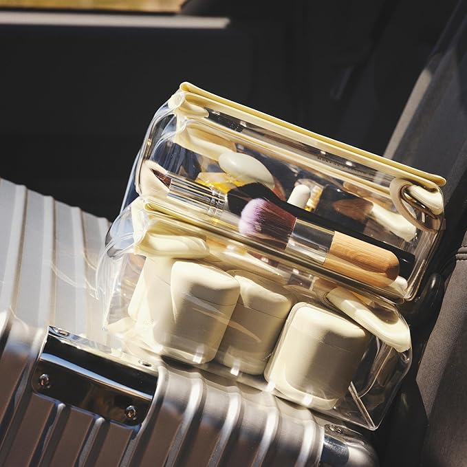 Cadence Travel Containers - Full Skincare Set - Magnetic Containers with Lids,Carry On Travel Essentials For Women/Men - 2 Small (0.56oz), 4 Medium Capsules (1.32oz), & Extender (1.43oz) - Evergreen